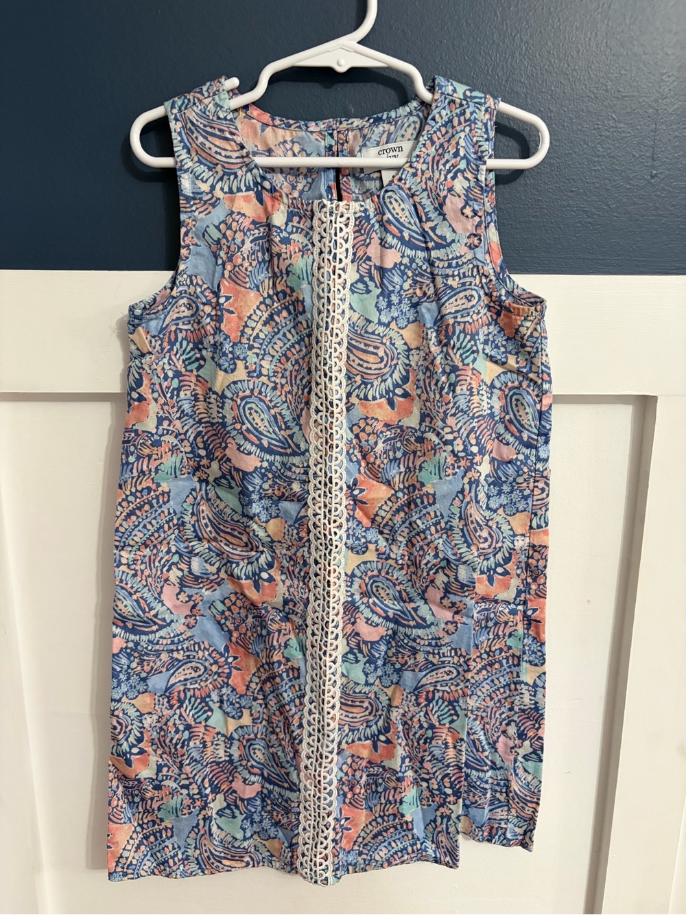 Crown & Ivy Girls' Sleeveless Multicolor Paisley Shift Dress Size 6 NWOT